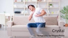  Presentation with infection - Theme consisting of heart attack dying - sick man suffering at home background and a light gray colored foreground