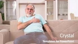  Presentation with old man - Slide set having heart attack dying - white bearded old man suffering background and a  colored foreground