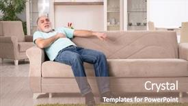  Presentation with old man - Presentation theme consisting of heart attack dying - white bearded old man suffering background and a coral colored foreground