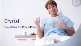  Presentation with heart attack - Presentation theme having heart attack dying - young male patient lying background and a sky blue colored foreground