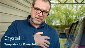  Presentation with heart attack - Beautiful presentation featuring heart-attack-mature-man-holds backdrop and a ocean colored foreground