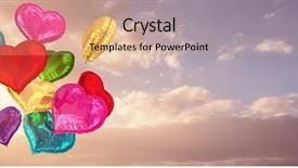  Presentation with glow - PPT theme with heart balloons against cloudy sky background and a coral colored foreground