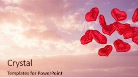  Presentation with clouds in heart shape - Beautiful theme featuring heart balloons against cloudy sky backdrop and a  colored foreground