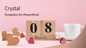  Presentation with coffee cup - Beautiful presentation featuring heart blocks - wooden block calendar and cup backdrop and a lemonade colored foreground