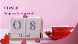  Presentation with international womens day - Amazing slide set having heart blocks - wooden block calendar and cup backdrop and a lemonade colored foreground