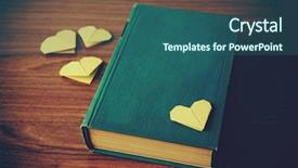  Presentation with book love heart - Cool new PPT theme with heart bookmarks for book backdrop and a ocean colored foreground