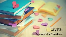  Presentation with heart - Presentation theme enhanced with heart bookmarks for books background and a lemonade colored foreground