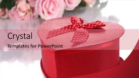  Presentation with heart flowers - Amazing presentation design having heart box - beautiful gift on flowers background backdrop and a coral colored foreground