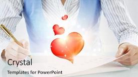  Presentation with exploration - Slides having heart business - person using magnifier for exploration background and a  colored foreground