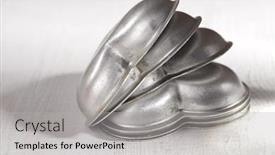  Presentation with cake - Slide set having heart-cake-tin-trays-stacked background and a light gray colored foreground