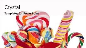  Presentation with candy heart - PPT theme featuring heart candy - colorful lollipop with red ribbon background and a white colored foreground