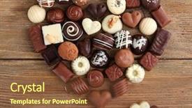  Presentation with candy heart - Presentation having heart candy - delicious chocolate candies on wooden background and a tawny brown colored foreground