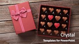  Presentation with valentines day - Beautiful PPT theme featuring heart chocolate in box backdrop and a tawny brown colored foreground