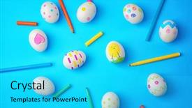  Presentation with eggs egg carton egg box - Amazing PPT theme having heart christ - composition with painted easter eggs backdrop and a  colored foreground