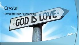  Presentation with god love - Slides enhanced with heart christ - god is love sign background and a light blue colored foreground