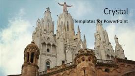  Presentation with church - PPT theme with heart christ - tibidabo church on mountain background and a light blue colored foreground