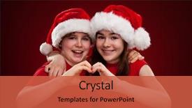  Presentation with christmas girl - PPT layouts enhanced with heart christmas - girl and boy as santa background and a red colored foreground