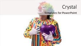  Presentation with clown - PPT layouts enhanced with heart circu - funny clown isolated on white background and a  colored foreground