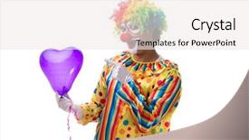  Presentation with urine of funny - Amazing slide deck having heart circu - funny clown isolated on white backdrop and a  colored foreground