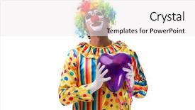  Presentation with clown - Audience pleasing PPT layouts consisting of heart circu - funny clown isolated on white backdrop and a  colored foreground
