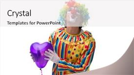  Presentation with scroll paper isolated on white - Audience pleasing PPT layouts consisting of heart circu - funny clown isolated on white backdrop and a  colored foreground