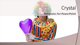  Presentation with clown - PPT layouts with heart circu - funny clown isolated on white background and a  colored foreground