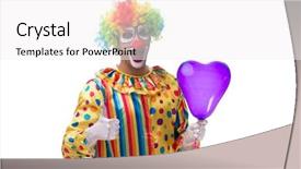  Presentation with clown - Presentation theme featuring heart circu - funny clown isolated on white background and a white colored foreground