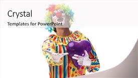  Presentation with clown - Presentation design having heart circu - funny clown isolated on white background and a  colored foreground