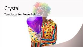  Presentation with clown - Cool new presentation design with heart circu - funny clown isolated on white backdrop and a white colored foreground