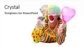  Presentation with clown - Slides featuring heart circu - male clown isolated on white background and a  colored foreground