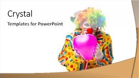  Presentation with clown - Beautiful presentation design featuring heart circu - male clown isolated on white backdrop and a white colored foreground