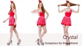  Presentation with mint pink - PPT theme featuring heart circu - pretty young model in mini background and a  colored foreground