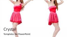  Presentation with mint pink - Cool new PPT theme with heart circu - pretty young model in mini backdrop and a  colored foreground