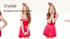  Presentation with pink white - Presentation theme having heart circu - pretty young model in mini background and a  colored foreground