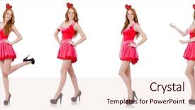  Presentation with pink white - Beautiful PPT theme featuring heart circu - pretty young model in mini backdrop and a  colored foreground