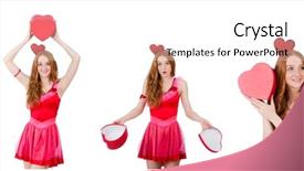  Presentation with mint pink - Audience pleasing slide set consisting of heart circu - pretty young model in mini backdrop and a  colored foreground