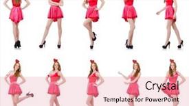  Presentation with pink white - Slide set featuring heart circu - pretty young model in mini background and a  colored foreground