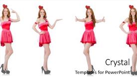  Presentation with pink white - Slide set consisting of heart circu - pretty young model in mini background and a  colored foreground