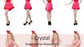  Presentation with pink white - Slides having heart circu - pretty young model in mini background and a  colored foreground