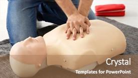  Presentation with first aid - Cool new presentation design with heart compression - man practicing first aid backdrop and a  colored foreground