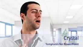  Presentation with employee - Cool new presentation theme with heat air company - employee sweating in a warm backdrop and a coral colored foreground