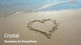  Presentation with sand heart - Slides consisting of heart drawn on sand seacoast background and a coral colored foreground