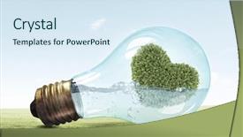  Presentation with alternative energy - PPT theme consisting of heart electricity - alternative energy concept background and a sky blue colored foreground