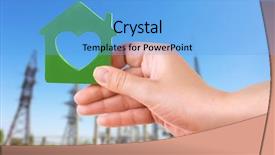  Presentation with energy savings - PPT layouts consisting of heart electricity - energy savings concept female hand background and a light blue colored foreground