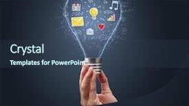  Presentation with light from dark sky god - Cool new PPT theme with heart electricity - hand holding light bulb backdrop and a  colored foreground