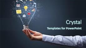  Presentation with electricity - Presentation design featuring heart electricity - hand holding light bulb background and a  colored foreground