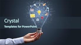  Presentation with light bulb - Colorful presentation theme enhanced with heart electricity - hand holding light bulb backdrop and a  colored foreground