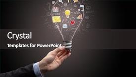  Presentation with light from dark sky god - PPT theme consisting of heart electricity - hand holding light bulb background and a  colored foreground