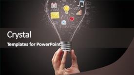  Presentation with light in dark - Presentation theme consisting of heart electricity - hand holding light bulb background and a  colored foreground