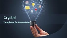  Presentation with bulb - Audience pleasing PPT layouts consisting of heart electricity - hand holding light bulb backdrop and a ocean colored foreground